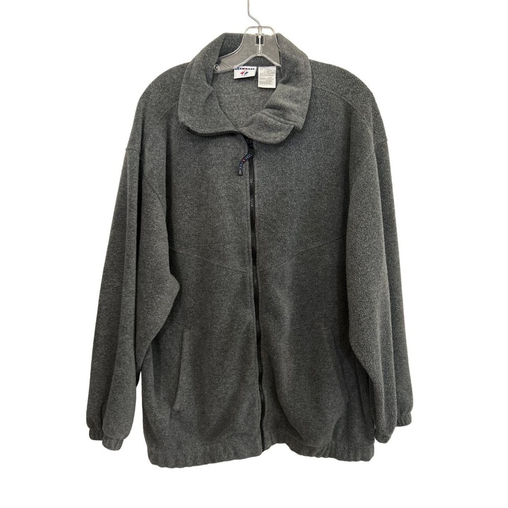 Jerzees Mens Large Gray Full Zip Fleece Jacket 70% Polyester & 30% Rayon